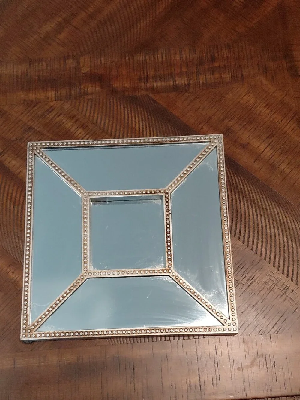 Mirrored Wall Decor With Antiqued Silver Edging